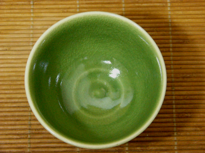 加藤達次作　青瓷茶碗　勅題「青」5