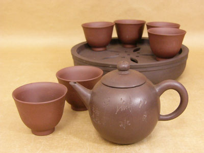 中国茶器　宜興（茶壺1・茶杯6・茶盤1）