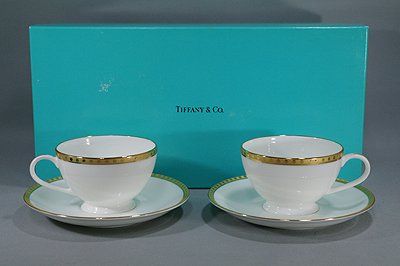 Tiffany ティファニー　ゴールドバンド　ティーカップ\u0026ソーサー2客