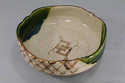 六兵衛窯　織部菓子鉢